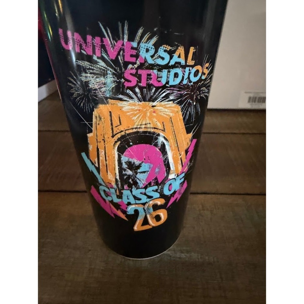 Universal Studios Class of 26 Souvenir Travel Tumbler Cup Whirley Black Lid